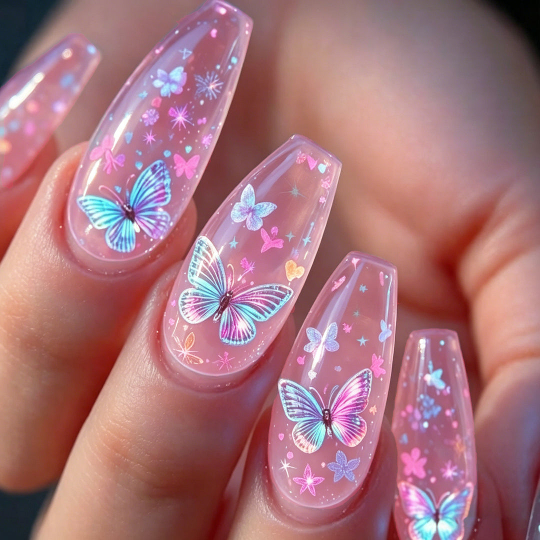 Butterfly-Themed Decorative Press-On Nail Art Stornfield