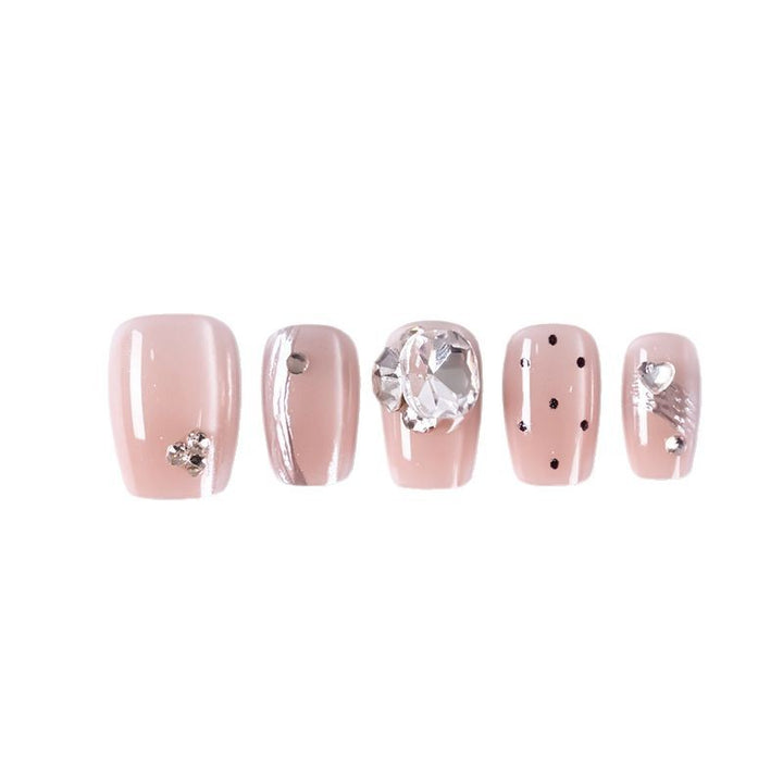 Artistic Press-On Nail Set with Rhinestone and Glossy Finish Stornfield