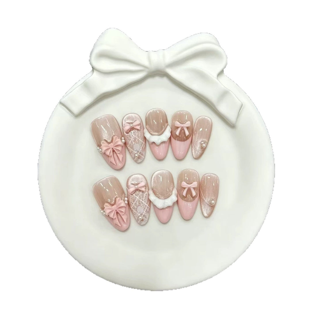 Decorative 3D Bow Press-On Nails Set