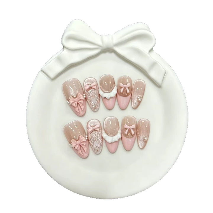 Decorative 3D Bow Press-On Nails Set