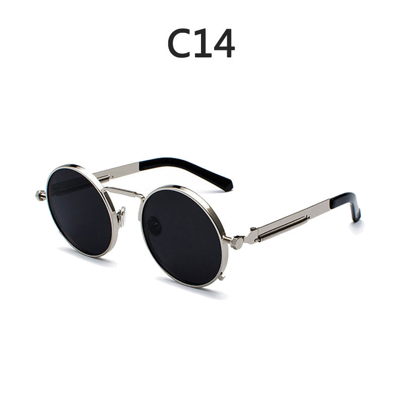 Ladies Round Metal Sunglasses with Mirrored Lenses Stornfield