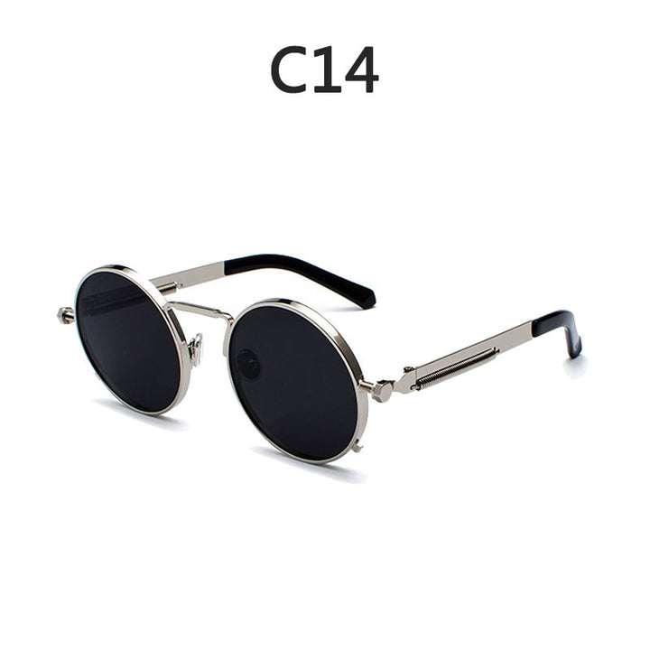 Ladies Round Metal Sunglasses with Mirrored Lenses Stornfield