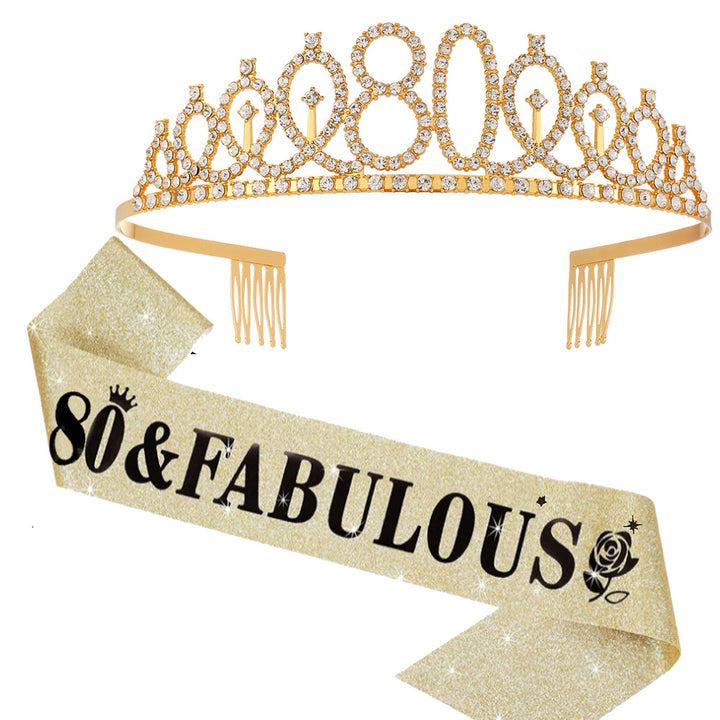 Women's Glittering Birthday Tiara Set with Sash Stornfield