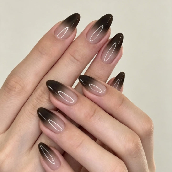 Elegant artificial nails with high-gloss finish and ombre effect Stornfield