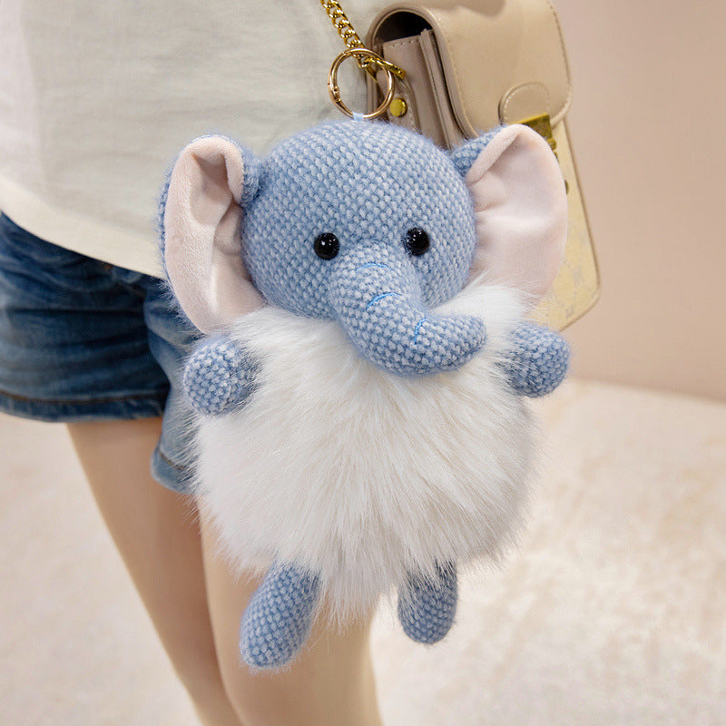 Plush Fluffy Monkey Bag Charm Keychain with Faux-Fur Body and Gold Ring Stornfield