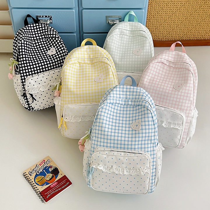 Whimsical Gingham Pattern Backpack Stornfield