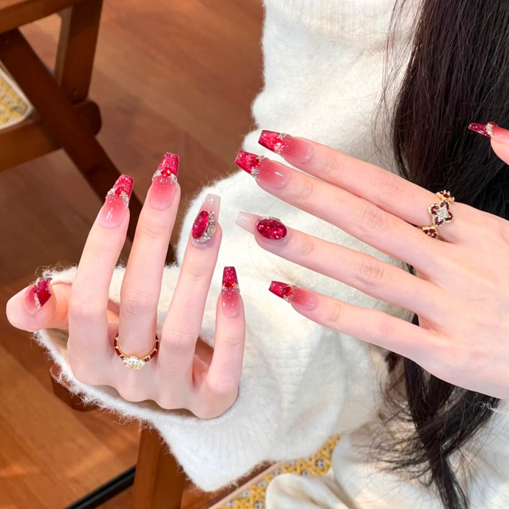 Glamorous Press-On Nail Art Set with Rhinestone Accents Stornfield