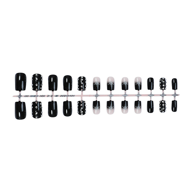 Decorative Press-On Nail Set with Gem Accents Stornfield