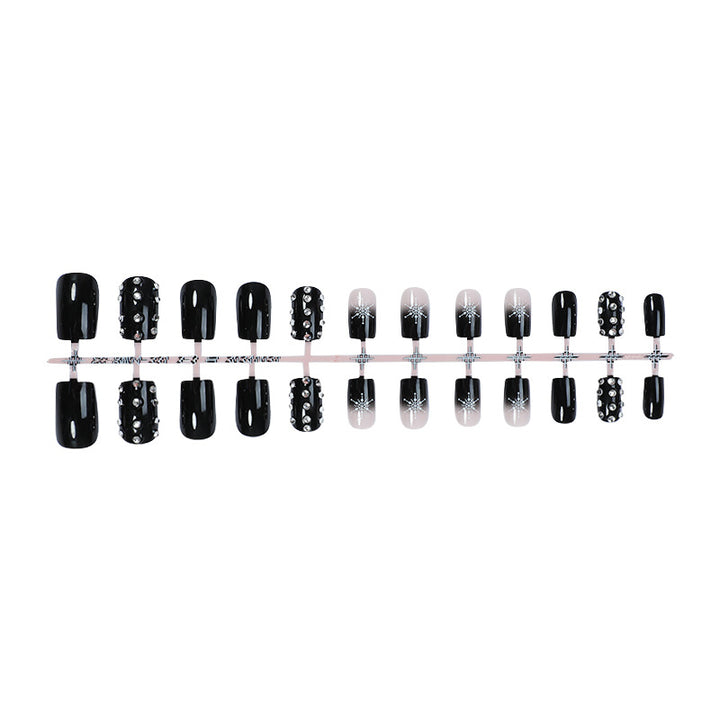 Decorative Press-On Nail Set with Gem Accents Stornfield