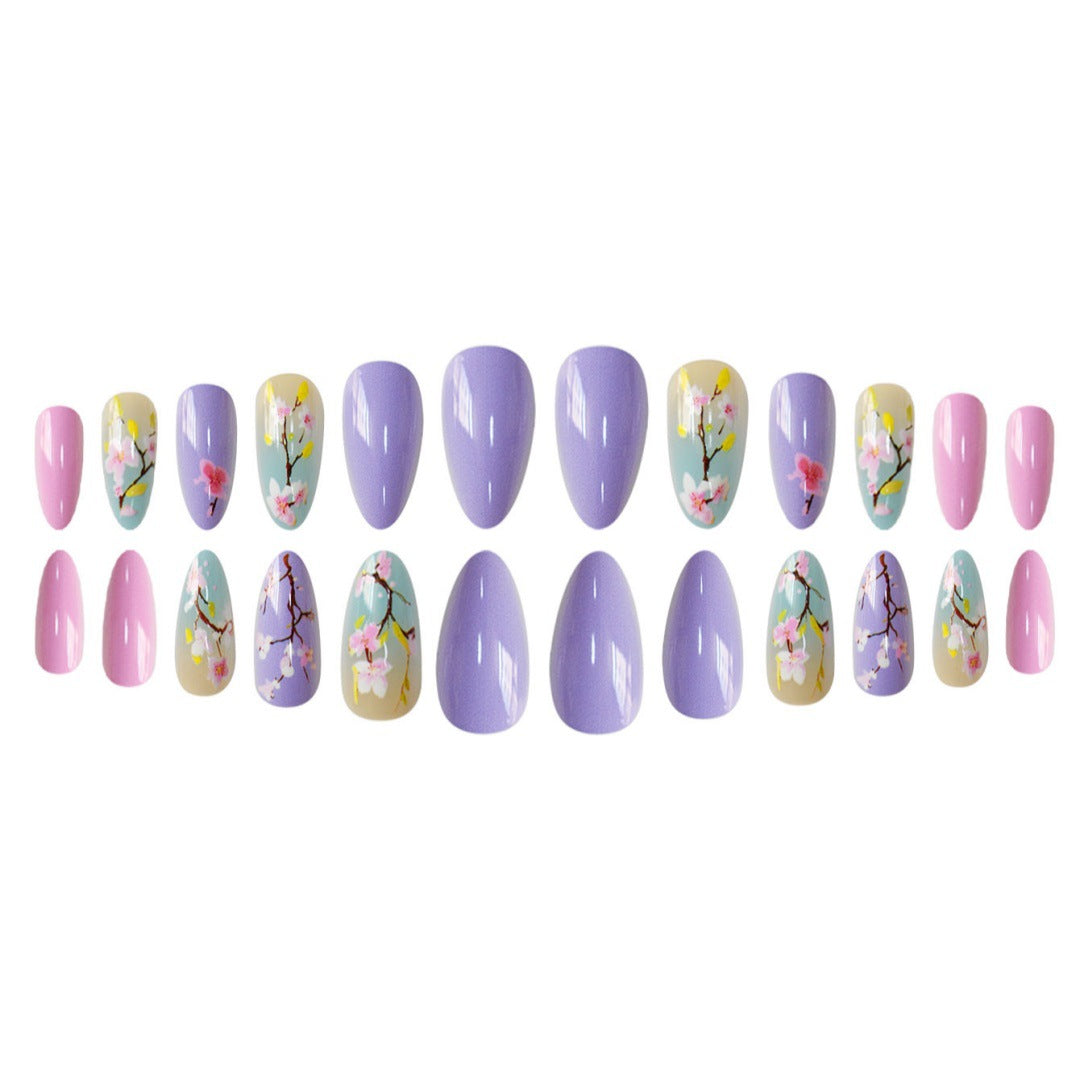 Artistic Floral Press-On Nail Enhancements Stornfield