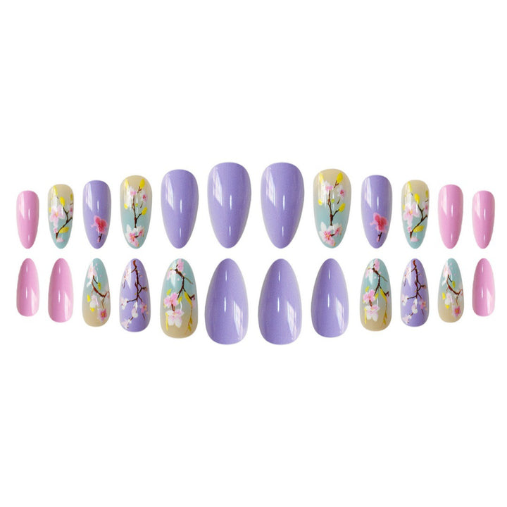 Artistic Floral Press-On Nail Enhancements Stornfield