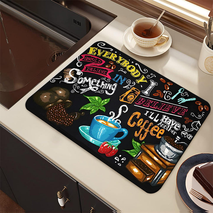 Motivational Coffee-Themed Kitchen Mat