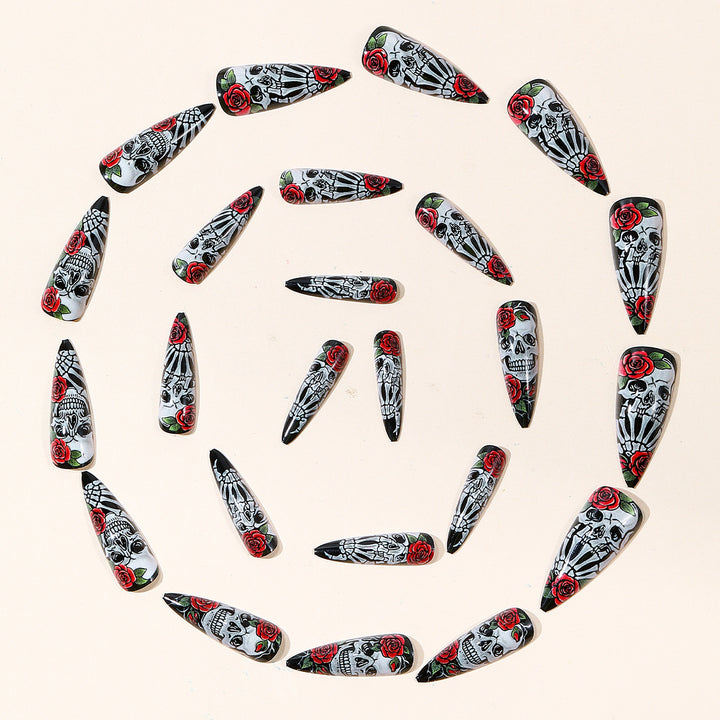 Gothic Skull and Rose Nail Art Set Stornfield
