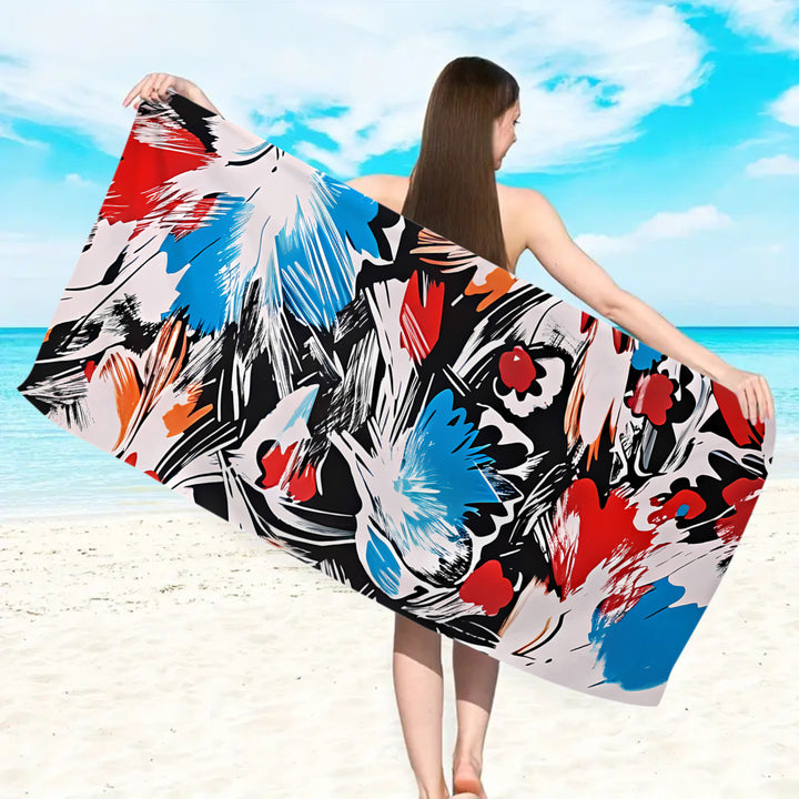 Beach towel with floral watercolor design Stornfield