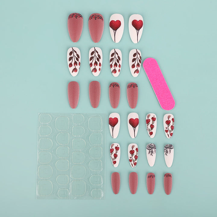 Artificial Nail Set with Romantic Heart Design Stornfield