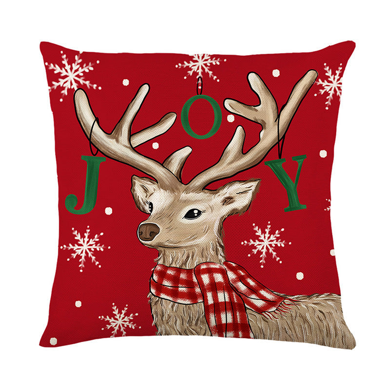 Seasonal Decorative Square Cotton-Linen Throw Pillow Cover with Snowman Cardinal Print