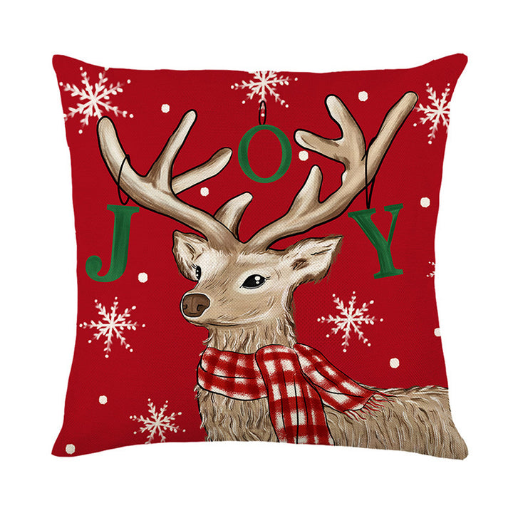 Seasonal Decorative Square Cotton-Linen Throw Pillow Cover with Snowman Cardinal Print