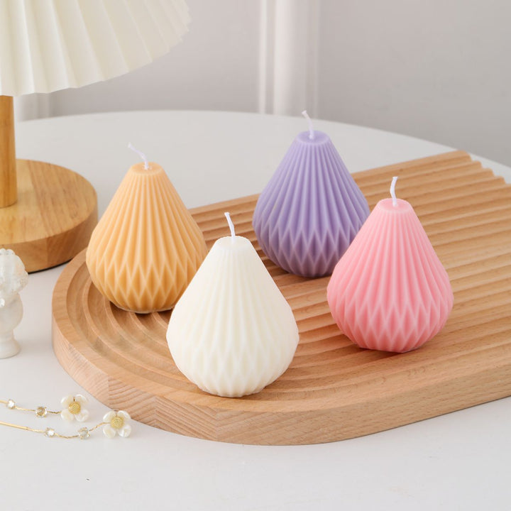 Sculptural Faceted Pear-Shaped Decorative Pillar Candle