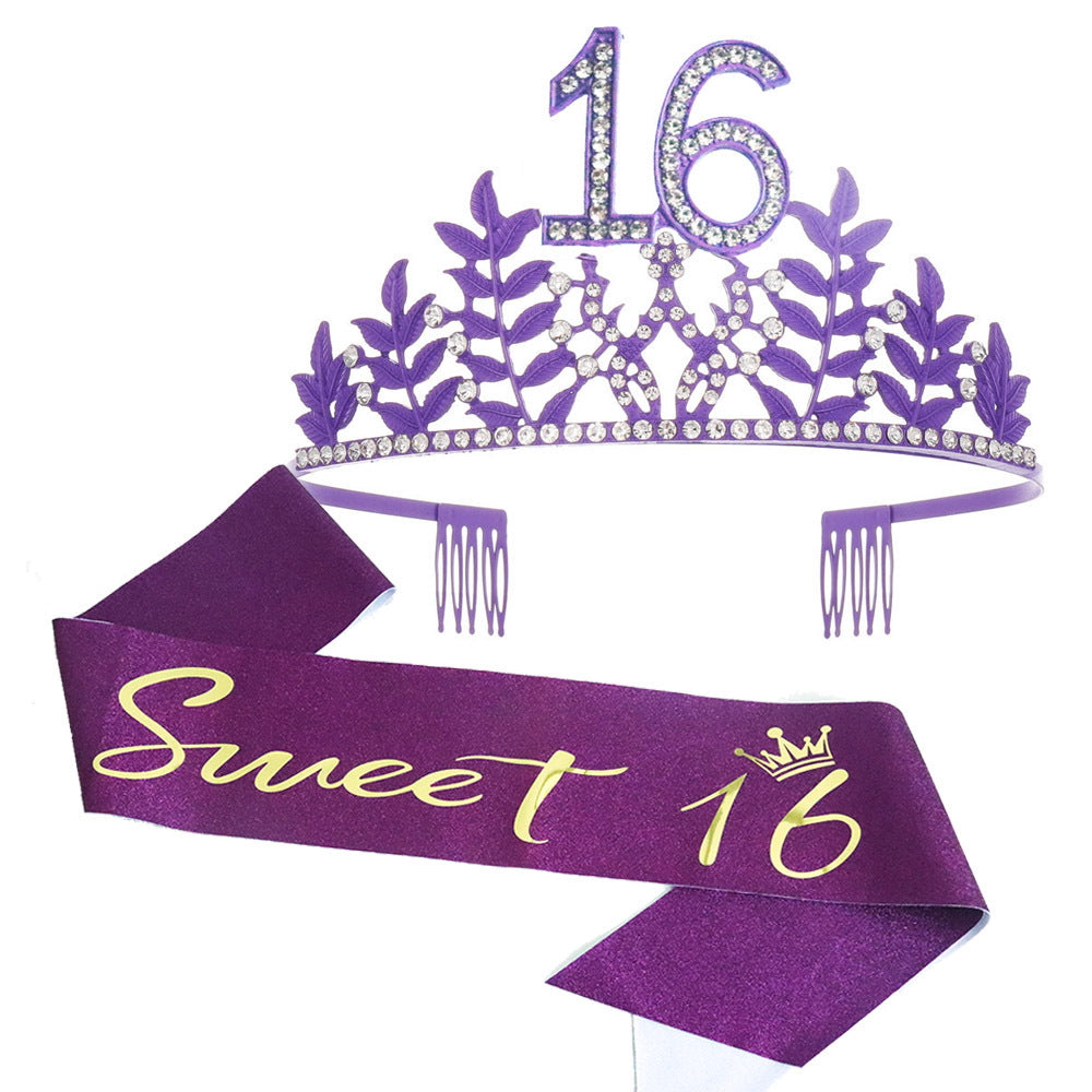 Women's Glamorous Birthday Crown with Shining Rhinestones Stornfield