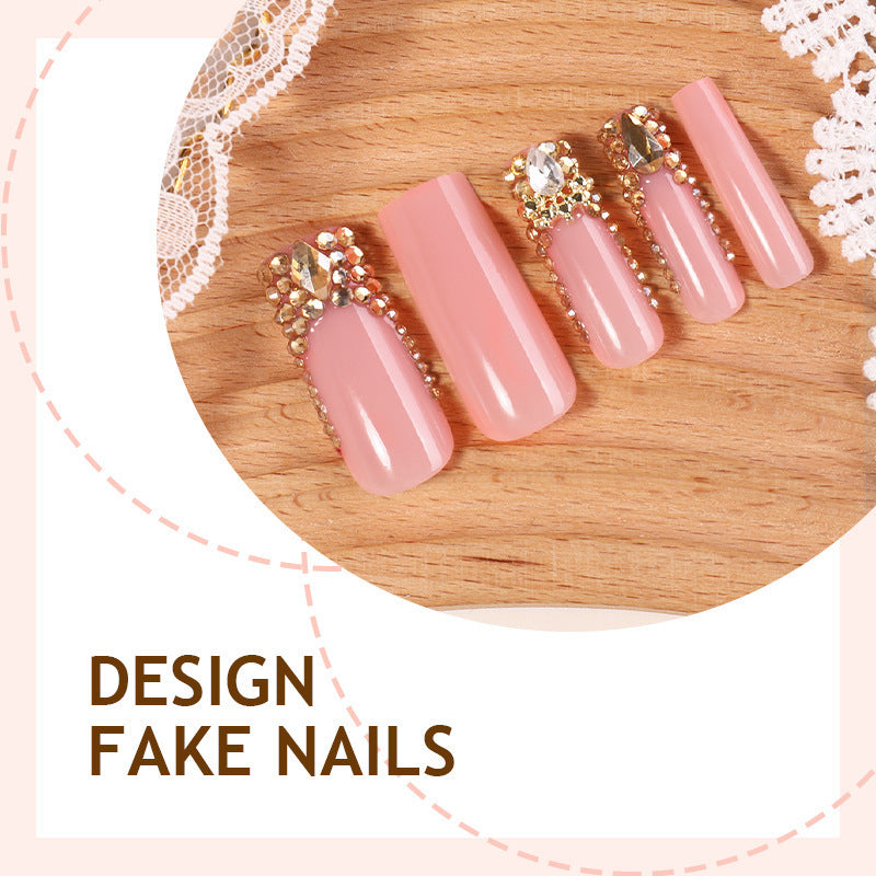Artificial nail set with elegant rhinestone and glitter accents Stornfield