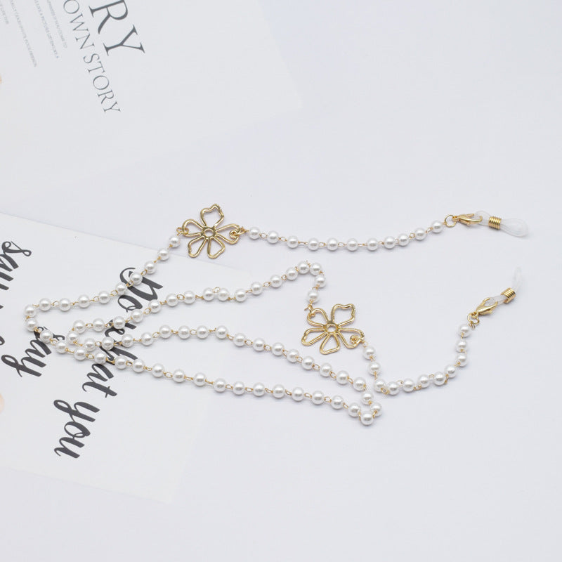 Pearl-Accented Floral Chain Eyewear Holder Stornfield