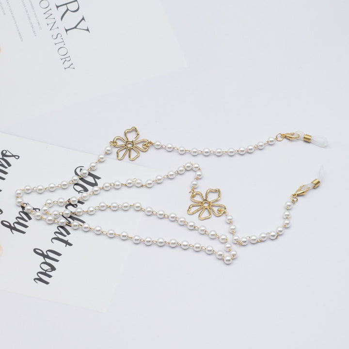 Pearl-Accented Floral Chain Eyewear Holder Stornfield