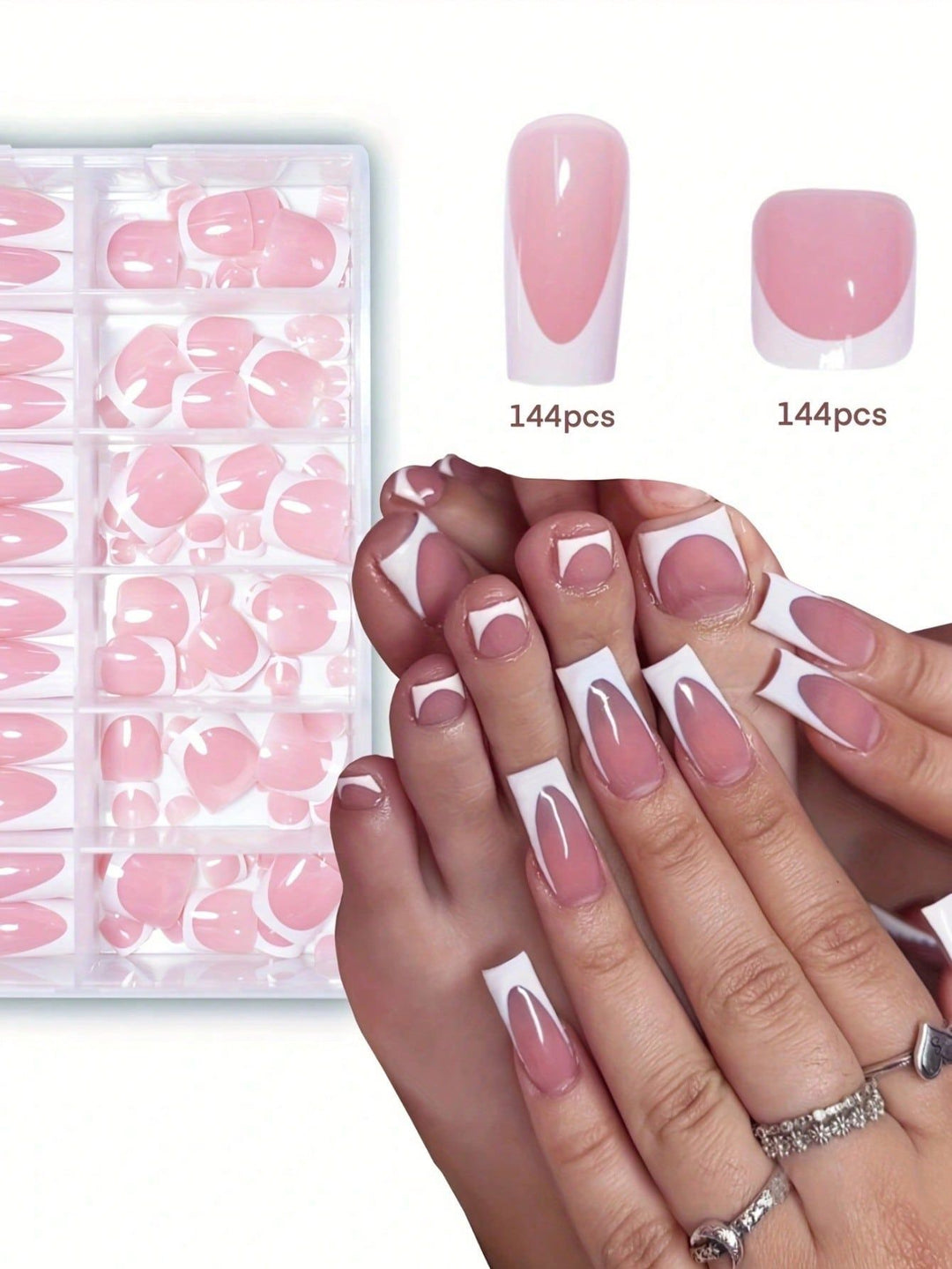 Premium French Tip Press-On Nail Set Stornfield