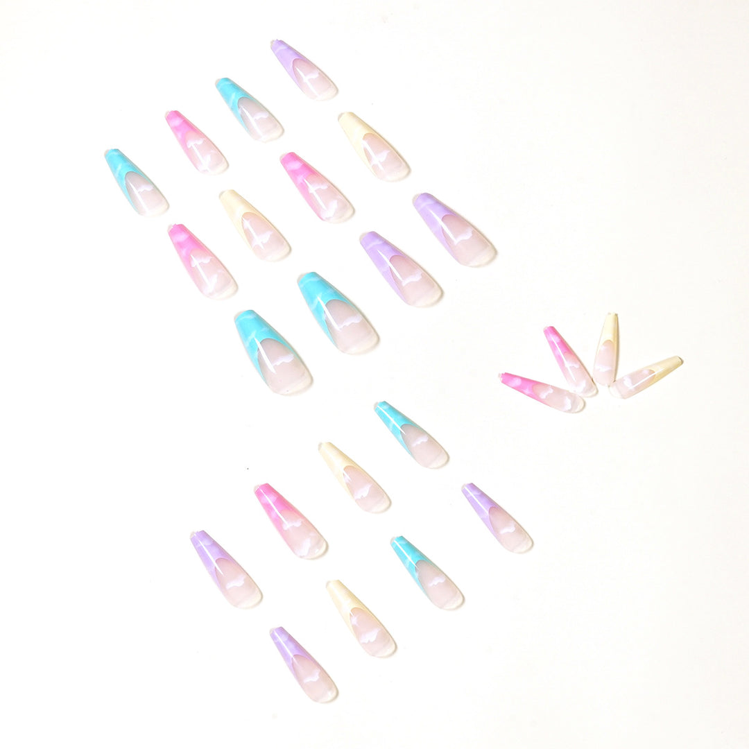 Artistic Acrylic Nails with Cloud Design Stornfield