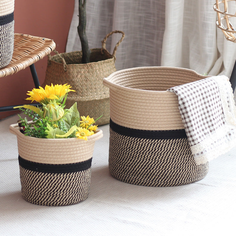 Handcrafted storage basket with handles Stornfield