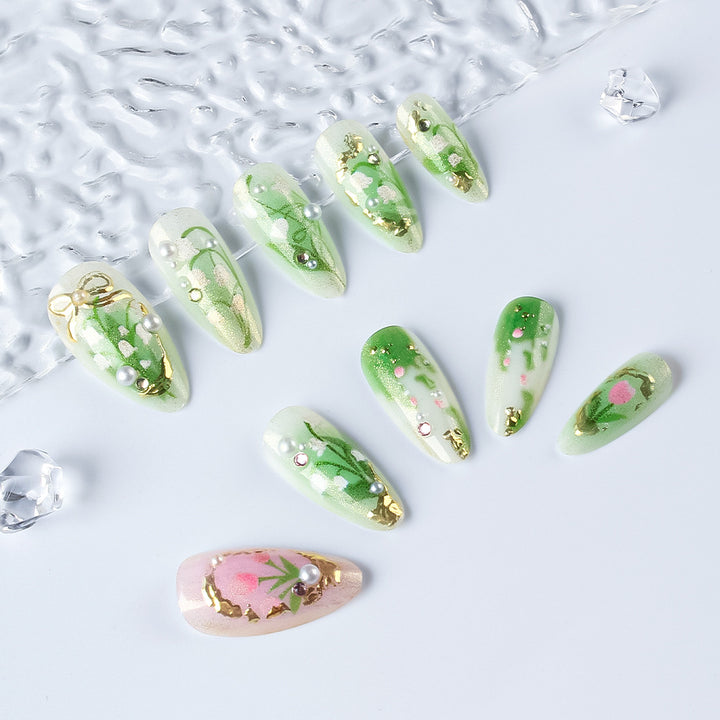 Elegant Floral Stiletto Press-On Nails Stornfield
