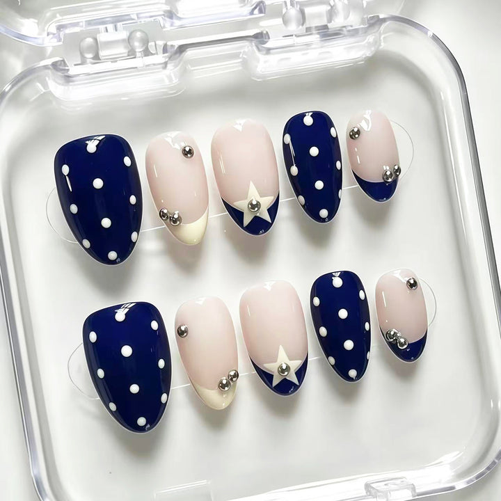 Decorative Press-On Nail Set with Star Accents
