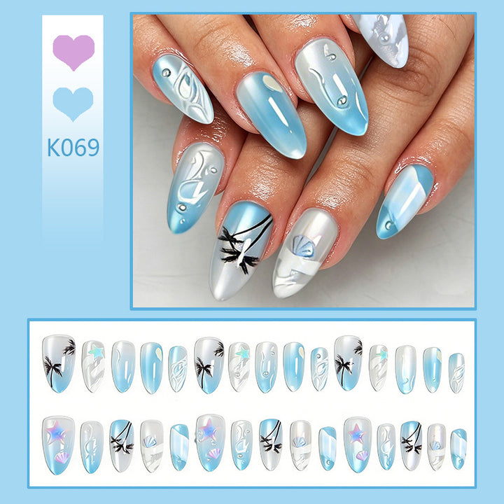 Acrylic nail set with elegant water and marine motifs Stornfield