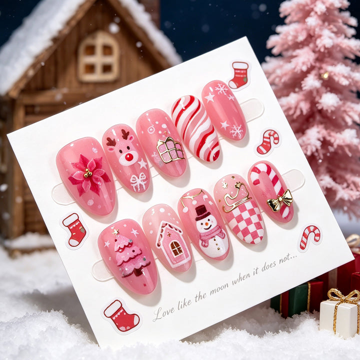 Festive Holiday-Themed Press-On Nail Art Set Stornfield 1790636461