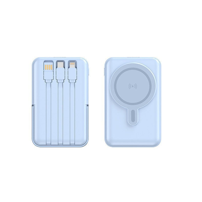 Portable power bank with integrated charging cable and wireless charging function Stornfield