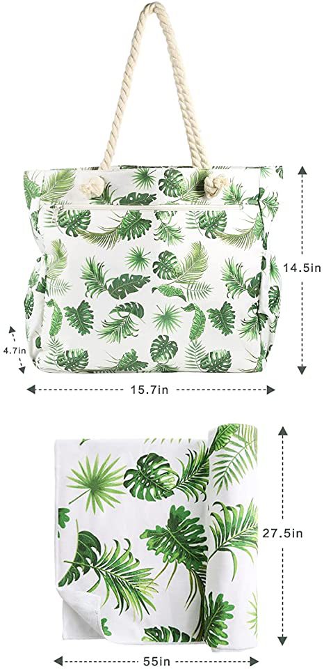 Beach bag with botanical motif and sturdy rope handles Stornfield