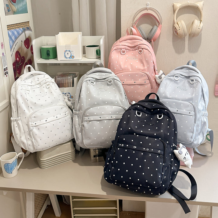 Polka Dot Print Backpack with Accessories Stornfield