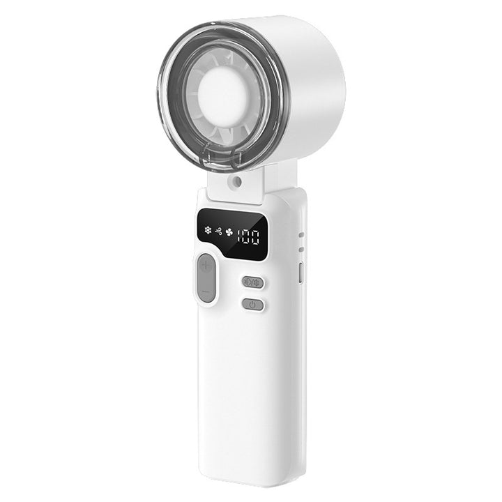 Cooling rechargeable handheld digital display misting mini fan with adjustable tilt and USB-C charging Stornfield