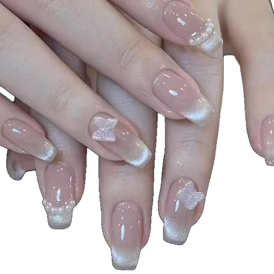 Elegant Press-On Nail Set with Butterfly Accents Stornfield