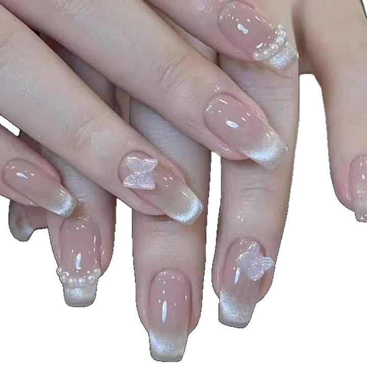 Elegant Press-On Nail Set with Butterfly Accents Stornfield