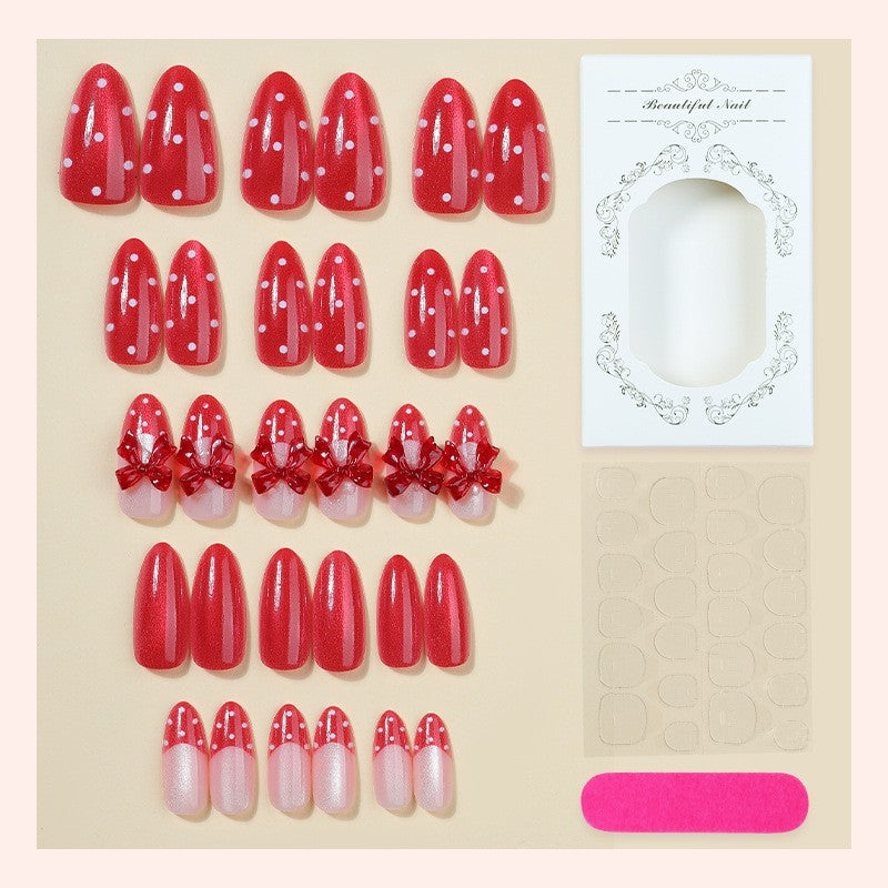 Decorative Press-On Nail Set with Bow Accents Stornfield