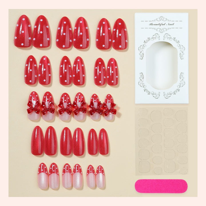 Decorative Press-On Nail Set with Bow Accents Stornfield