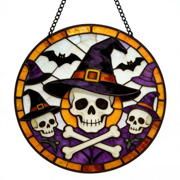 Decorative Skull Stained Glass Wall Art Stornfield