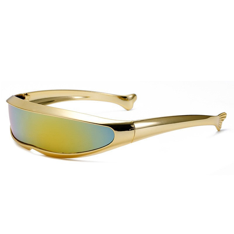 Women Futuristic Designer Sunglasses with Stylish Gold Frame Stornfield