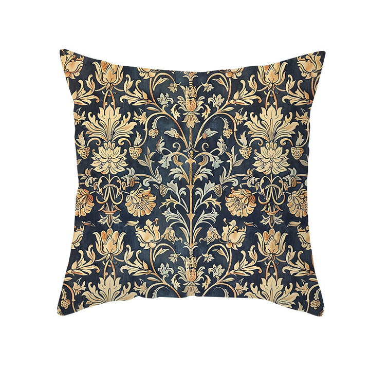 Vintage Botanical Tapestry-Style Cotton-Linen Square Throw Pillow Cover