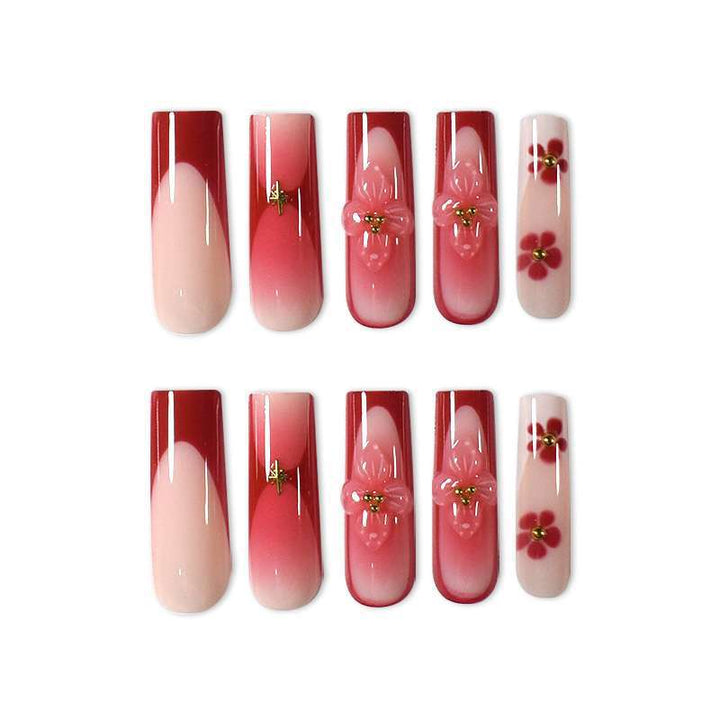 Elegant Floral Print Press-On Nail Set Stornfield