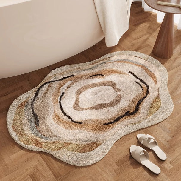 Abstract Shaped Plush Bath Mat for Bathroom