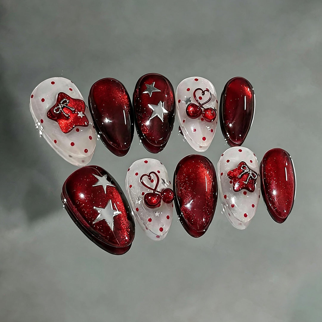 Creative Themed Press-On Nail Art Set with Decorative Elements Stornfield
