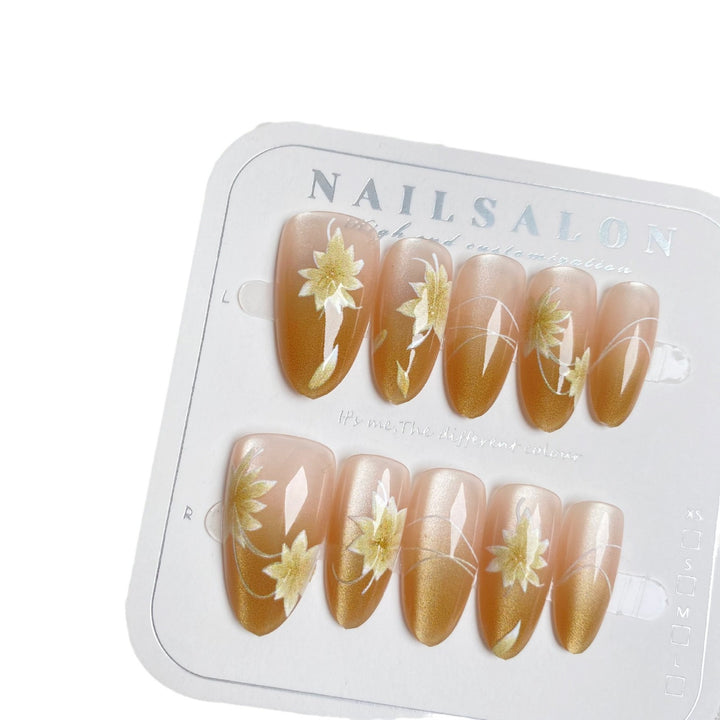 Elegant Floral-Design Press-On Nails 1790745511