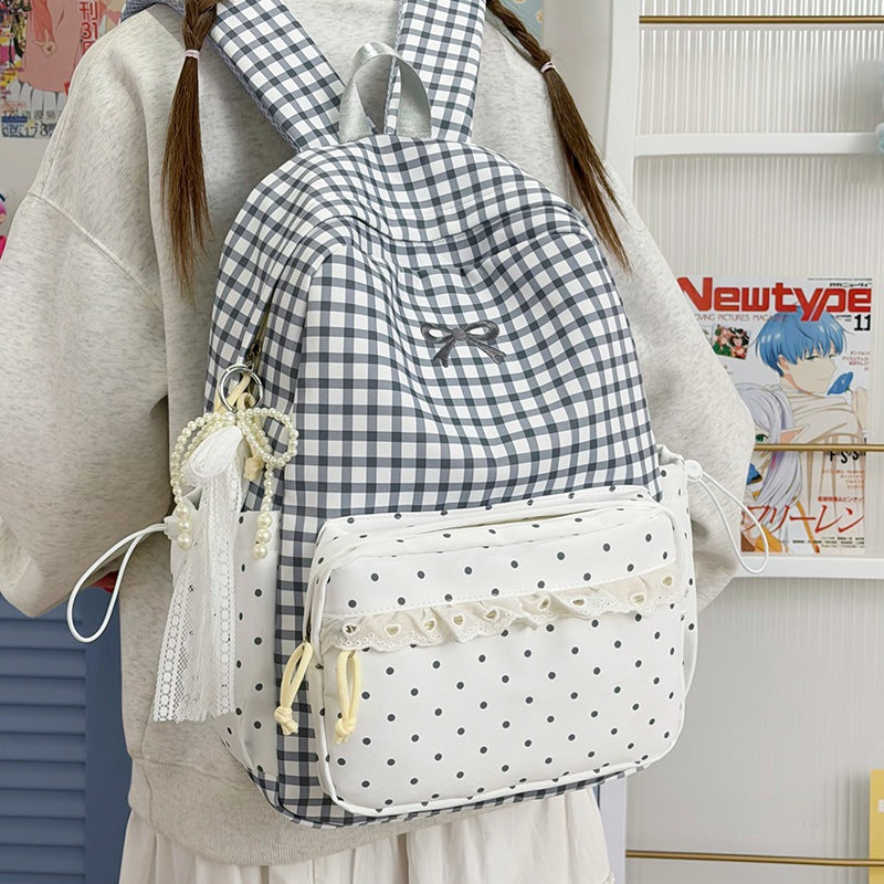 Playful Gingham and Polka Dot Backpack Stornfield