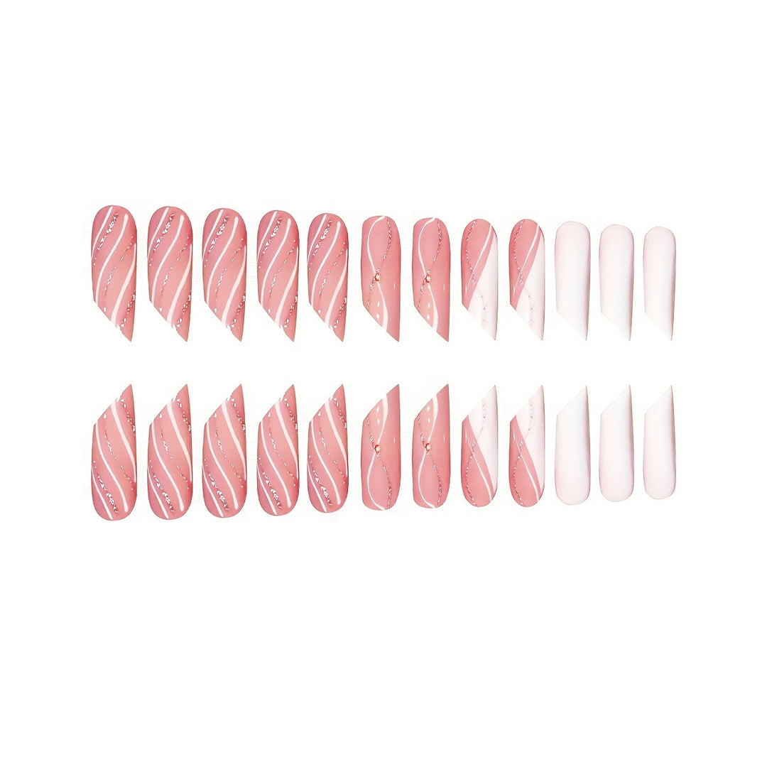 Elegant Stiletto Press-On Nail Art with Unique Designs Stornfield